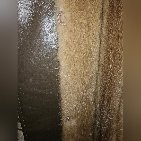 GORGEOUS GENUINE AUTUMN HAZE MINK FUR & GENUINE LEATHER COAT SIZE: Medium-Large - Picture 8 of 14